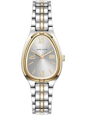 Women's Two-Tone/Silver Adjustable Link Bracelet Crystal Lens Dress Wrist Watch